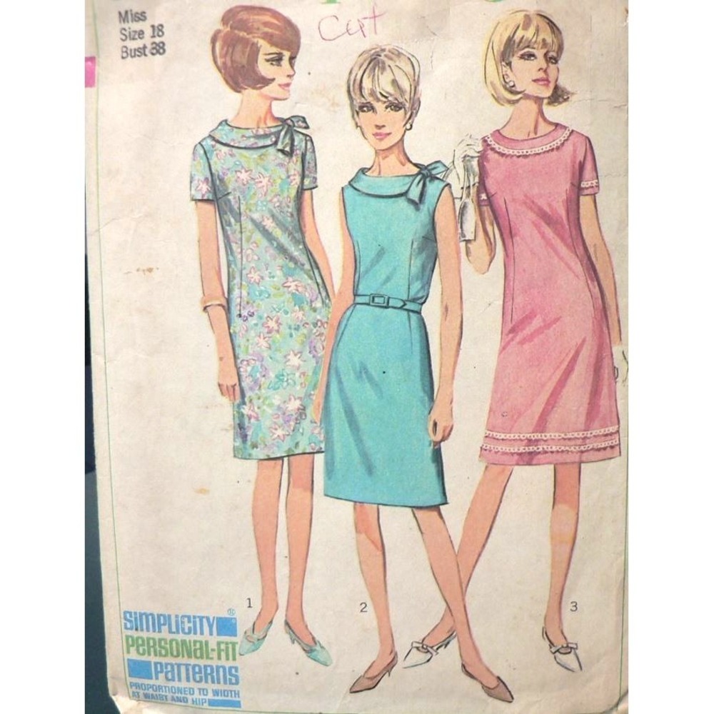 Vintage Simplicity Sewing Pattern 6509 Women's One-Piece Dress Size 18 Cut